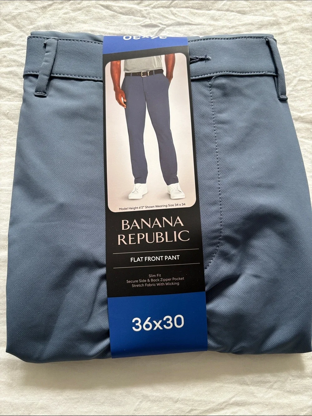Banana Republic Men's Flat-Front Chinos - Slate Blue